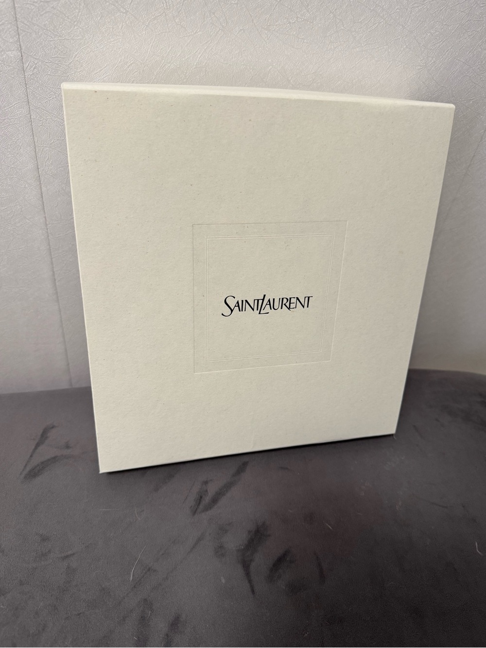 Saint Laurent Cream gift box w/card. 10”x10.5x2.5